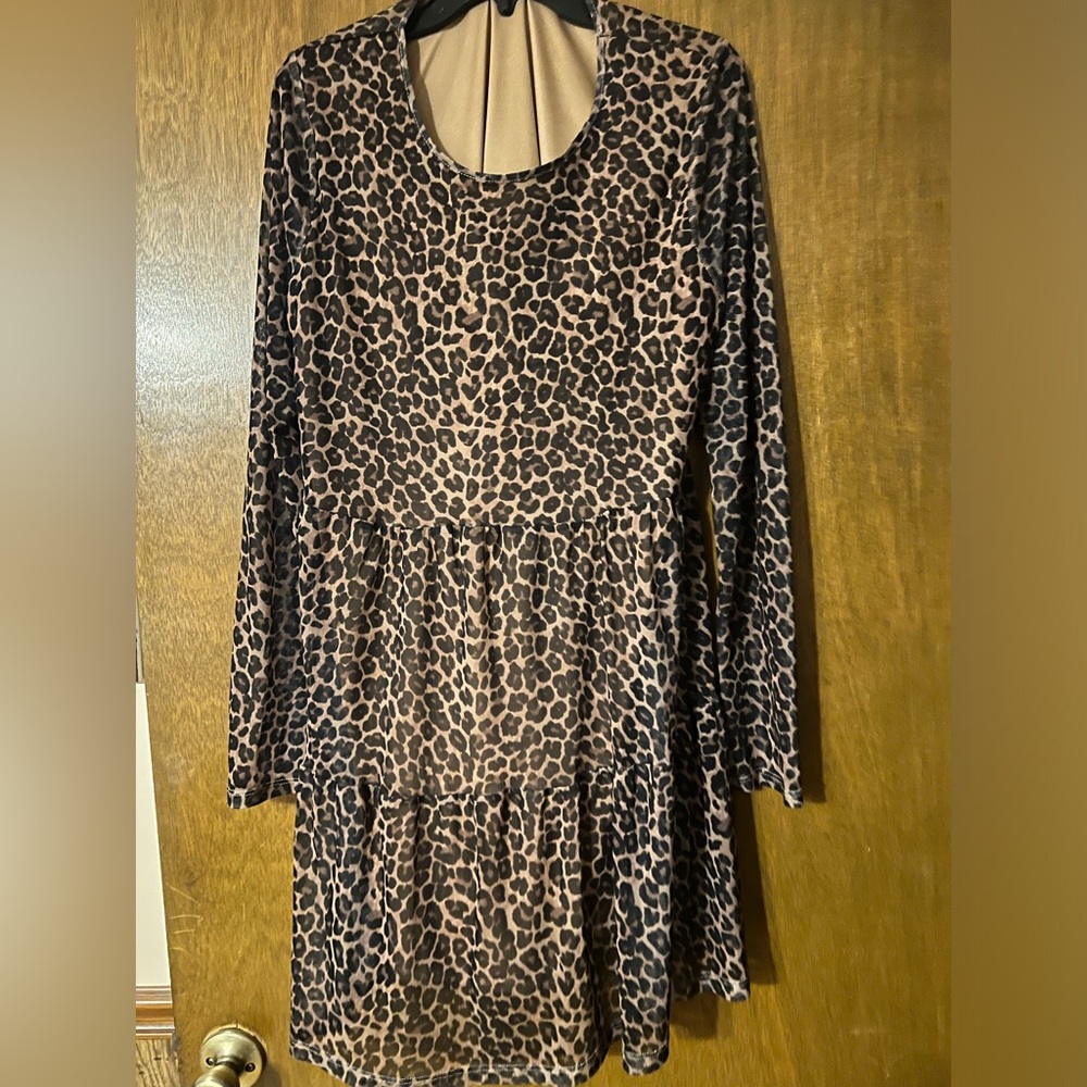 love, Fire Leopard Print Midi Dress